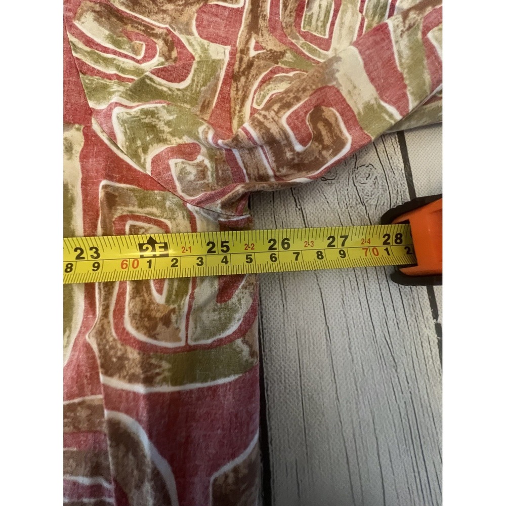 Go Barefoot Hawaiian Tradition Full Button Up Shirt XL Tall Red With Tan & Green - Picture 4 of 6